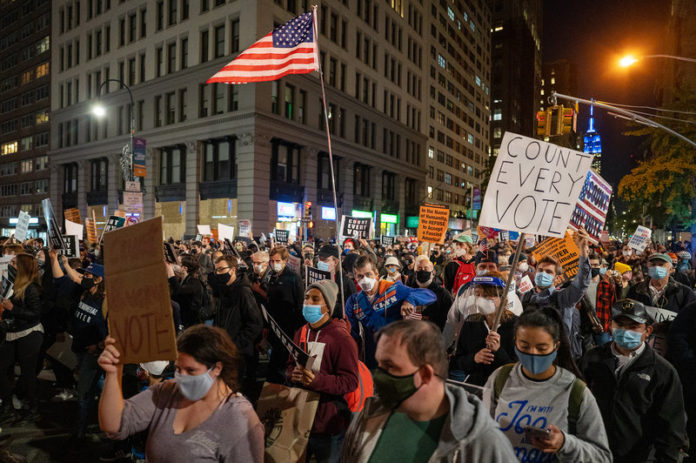 Protests Rise Up In New York City As Results Of Presidential Election Are Unknown